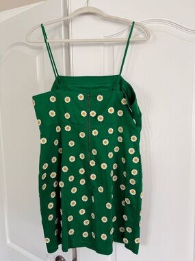 NWT Anthropologie - Green Daisy Appliqué, Spaghetti Strap Dress.